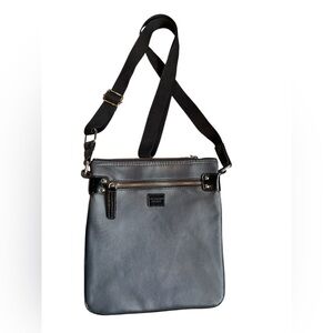 Victoria's Secret Black Vinyl Crossbody Bag Purse With Adjustable Canvas Strap